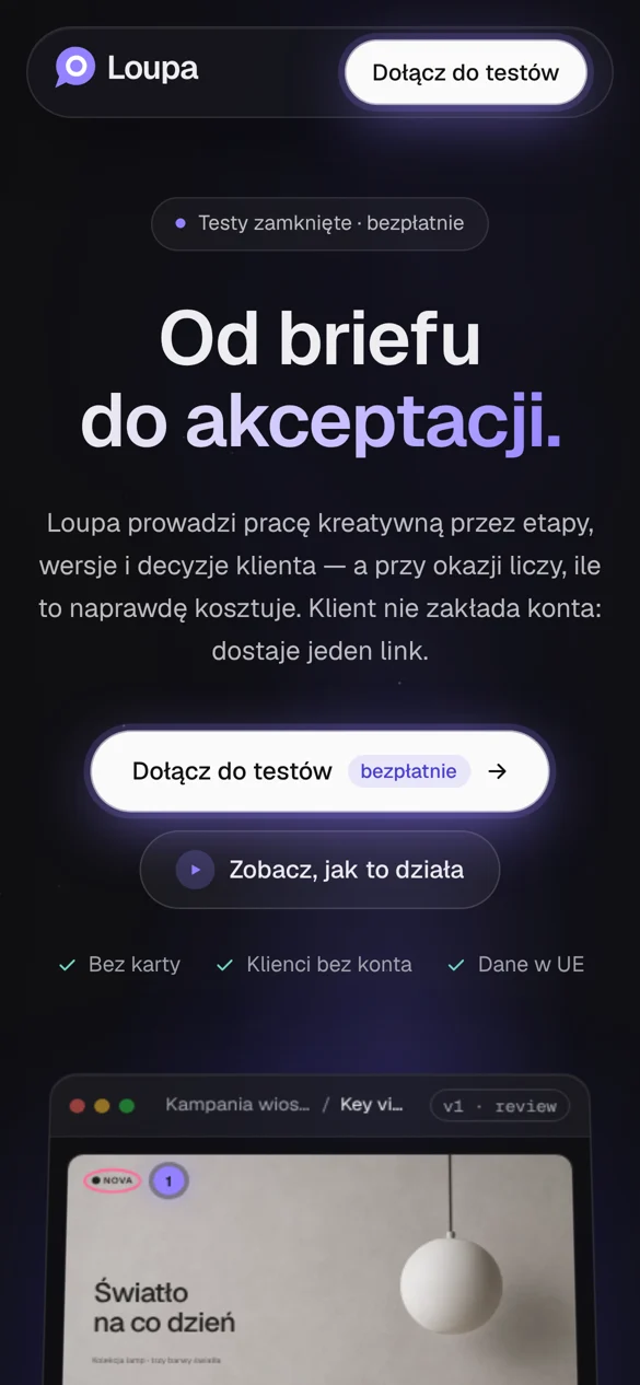 Strona Loupy na telefonie